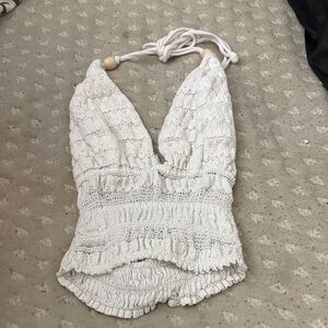 White Crochet Halter Top